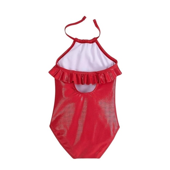 Disney Store Girls Elena of Avalor Halter Ruffle One Piece Swimsuit 9-10 Red - Picture 2 of 7
